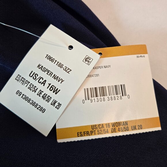 KASPER Women's Plus Size Tab Front Pant Sz: 16W  Navy - Picture 12 of 13